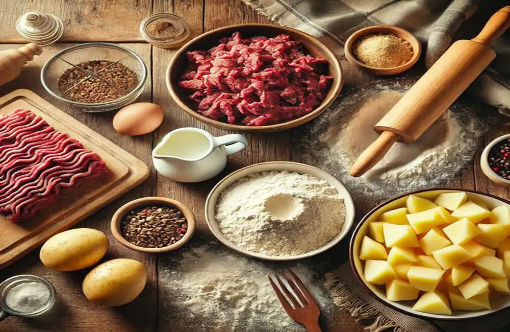 Preparing the Chipped Beef Flour Dumplings Potatoes