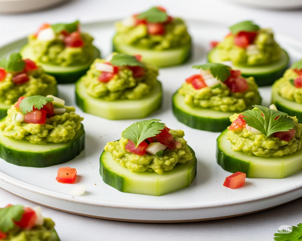15 Low Carb Vegan Snacks for Every Craving 13 Cucumber Guacamole Bites