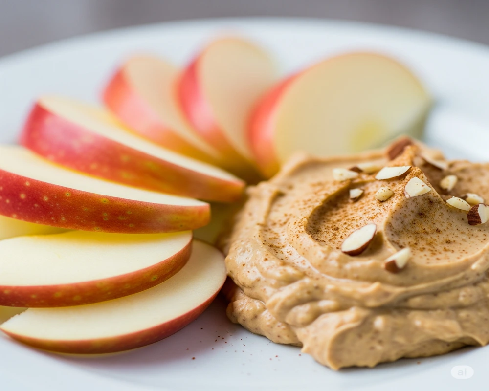 15 Low Carb Vegan Snacks for Every Craving 11 Sliced Apple with Cinnamon Almond Dip