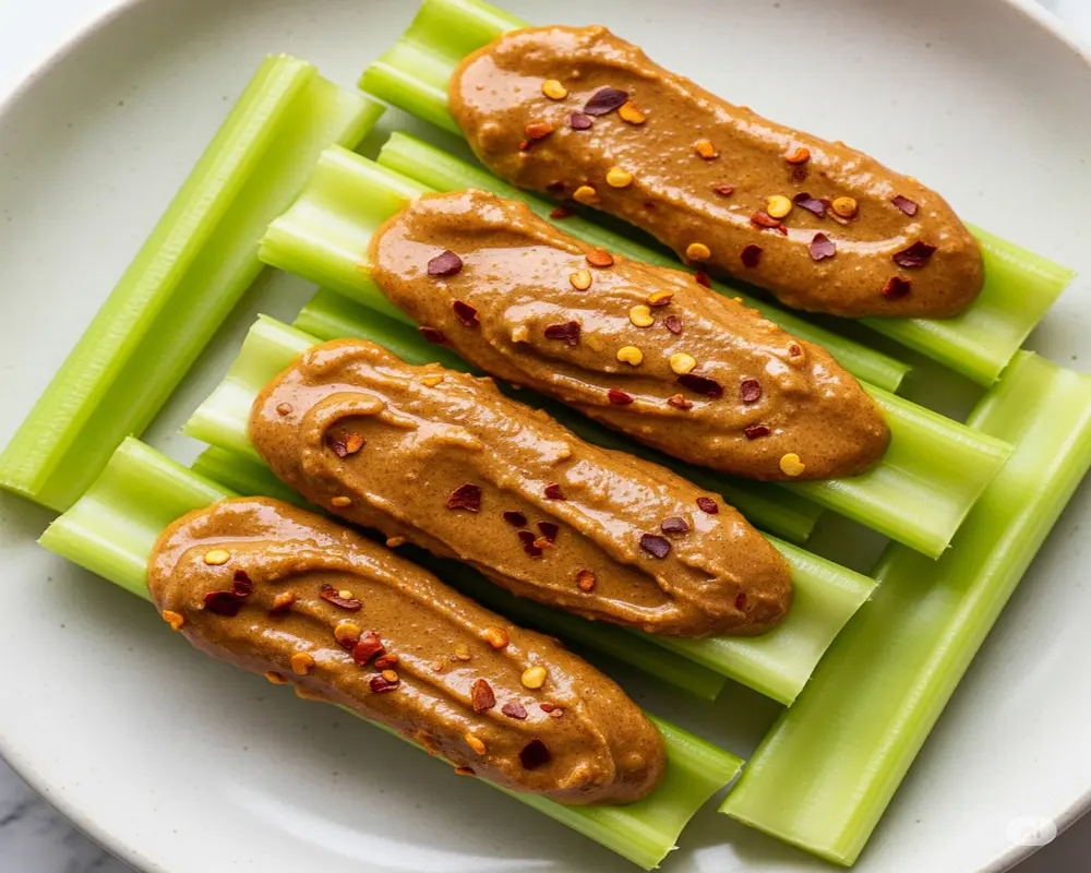 15 Low Carb Vegan Snacks for Every Craving 5 Spicy Almond Butter Celery Sticks