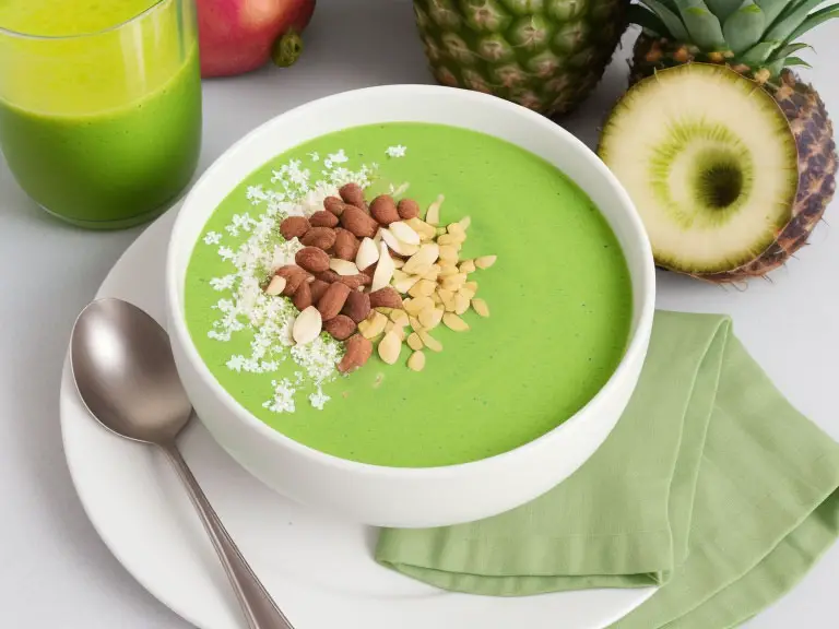 12 Delicious Raw Vegan Breakfast Recipes to Energize You 2 Tropical Green Smoothie Bowl