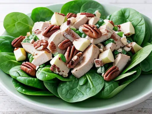 Apple Pecan Chicken Salad with Baby Spinach